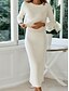 cheap Women&#039;s Loungewear-Women&#039;s Loungewear Sets Pure Color Fashion Comfort Soft Home Street Daily Polyester Breathable Crew Neck Long Sleeve Sweater Skirt Fall Spring White Red