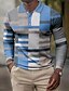 cheap 3D Polo-Men&#039;s Polo Shirt Golf Shirt Striped Graphic Prints Geometry Turndown White Blue Purple Orange Gray 3D Print Outdoor Street Long Sleeve Button-Down Print Clothing Apparel Fashion Designer Casual Soft