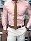 ieftine Cămăși-cămașă rochie pentru bărbați, potrivire standard, cu mânecă lungă, rever, culoare uni, poliester, negru, alb, roz 2024