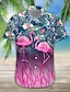 cheap Hawaiian Shirts-Men&#039;s Shirt Summer Hawaiian Shirt Floral Flamingo Graphic Prints Turndown Blue Outdoor Casual Short Sleeves Button-Down Print Clothing Apparel Designer Casual Soft Breathable