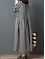Χαμηλού Κόστους Βαμβακερά &amp; Λινά Φορέματα-Γυναικεία Καθημερινό φόρεμα Φόρεμα ριχτό από τη μέση και κάτω Φόρεμα σε γραμμή Α Μακρύ Φόρεμα Μάξι Φόρεμα Βαμβάκι Τσέπη Βασικό Καθημερινά Στρογγυλή Ψηλή Λαιμόκοψη Μακρυμάνικο Άνοιξη Φθινόπωρο Μαύρο