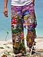 ieftine Pantaloni imprimati pentru barbati-Bărbați Pantaloni Pantaloni de vară Pantaloni de plajă Cordon Talie elastică Picior drept Animal Plante Imprimeu Grafic Confort Casual Zilnic Concediu Hawaiană Designer Negru Galben