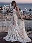 cheap Wedding Dresses-Beach Sexy Boho Wedding Dresses Mermaid / Trumpet Sweetheart Regular Straps Court Train Lace Bridal Gowns With Appliques Summer Fall Wedding Party 2023, Women&#039;s Clothing