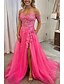cheap Prom Dresses-A-Line Prom Dresses Princess Dress Formal Prom Sweep / Brush Train Sleeveless Off Shoulder Tulle Backless with Pleats Appliques 2023