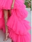 cheap Prom Dresses-Ball Gown Prom Dresses Tiered Plisse Dress Wedding Party Birthday Asymmetrical Sleeveless Strapless Tulle with Bow(s) 2024