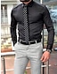 levne Košile-pánská společenská košile standard fit dlouhý rukáv klopa jednobarevná polyesterová černá bílá růžová 2024