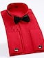 voordelige Overhemden-heren feest valentijnsoverhemd regular fit lange mouw vierkante hals effen kleur katoenmix zwart wit rood 2024