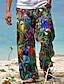 cheap Men&#039;s Printed Casual Pants-Men&#039;s Trousers Summer Pants Beach Pants Drawstring Elastic Waist Straight Leg Animal Plants Graphic Prints Comfort Casual Daily Holiday Hawaiian Designer Black Yellow