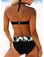 tanie Zestawy bikini-Damskie Puszysta Stroje kąpielowe Bikini 2 szt Kostium kąpielowy zawiązać z przodu Ombre Kolor gradientu Tropikalny Push Up Kostiumy kąpielowe