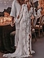 baratos Vestidos de Casamento-Praia Sensual Boho Vestidos de noiva Linha A Decote V Manga Longa Cauda Escova Renda Vestidos de noiva Com Apliques Fenda Frontal 2024
