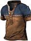 ieftine tricou henley pentru bărbați-Bărbați Cămașă Henley Tricouri Grafic Bloc Culoare Henley Îmbrăcăminte Tipărire 3D În aer liber Casual Manșon scurt Buton în jos Imprimeu Modă Comfortabil