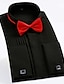 voordelige Overhemden-heren feest valentijnsoverhemd regular fit lange mouw vierkante hals effen kleur katoenmix zwart wit rood 2024