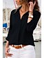 baratos Tops básicos de mulher-Mulheres Blusa Camisa Social Tecido Colarinho de Camisa Negócio Básico Elegante Blusas Azul Amarelo Cinzento