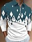 cheap Zip Polo-Men&#039;s Polo Shirt Golf Shirt Zip Polo Abstract Graphic Prints Geometry Turndown Black Navy Blue Dusty Blue Brown Dark Gray Outdoor Street Long Sleeve Zipper Print Clothing Apparel Fashion Streetwear