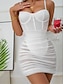 Χαμηλού Κόστους βασικά νυχτερινά φορέματα-Γυναικεία Φόρεμα κορσέ Σλιπ Φόρεμα Μίνι φόρεμα Σέξι Δίχτυ Μονόχρωμο Τιράντες Πάρτι Λευκό Πορτοκαλί 2023 Καλοκαίρι Άνοιξη XS Τ M L