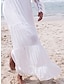 זול שמלות פשוטות-בגדי ריקוד נשים שמלת כלה תחרה לבנה כיסוי בגדי חוף שמלת מקסי קפלים עם שרוול אופנתי בסיסי אחיד סירה מתחת לכתפיים שרוול ארוך רגיל יומי חופשה לבן 2023 קיץ אביב S M L XL