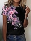 baratos T-Shirts de mulher-Mulheres Camiseta Floral Imprimir Feriado Final de semana Básico Manga Curta Decote Redondo impressão personalizada