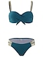 abordables Conjuntos de bikini-Mujer Normal Bañadores Bikini Bermudas Traje de baño Brillante 2 Piezas Escote en V Profunda Color sólido Ropa de playa Relleno Trajes de baño