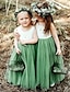 cheap Flower Girl Dresses-A-Line Floor Length Flower Girl Dress Wedding Party Girls Cute Prom Dress Lace with Ruching Tutu Lace Back Fit 3-16 Years