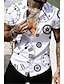 billiga hawaiianska lapelskjortor för män-Herr Skjorta Grafiska tryck Klocka Nedvikt Ljusgul Vit Purpur Orange Grön Gata Ledigt Kort ärm Mönster Button-Down Kläder Vintage Sport Mode Streetwear