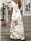 cheap Print Dresses-Women&#039;s Maxi long Dress Casual Dress A Line Dress Summer Dress Floral Butterfly Modern Casual Outdoor Daily Going out Lace Print Short Sleeve V Neck Dress Loose Fit Black White Yellow Summer Spring S