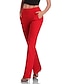 cheap Basic Women&#039;s Bottoms-Women&#039;s Dress Pants Flared Pants Pants Trousers Solid Color Side Pockets Full Length Micro-elastic Fashion Valentine&#039;s Day Office / Career Black Red S M