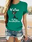 billige T-skjorter til kvinner-Dame T skjorte Svart Hvit Rosa Grafisk Katt Trykt mønster Kortermet Daglig Ferie Grunnleggende Rund hals Normal 100 % bomull Kat Maling S