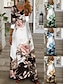 Χαμηλού Κόστους Print Φορέματα-Γυναικεία Καθημερινό φόρεμα Φλοράλ Στάμπα Λαιμόκοψη V Μακρύ φόρεμα Καθημερινό Καθημερινά Διακοπές 3/4 Μήκος Μανικιού Καλοκαίρι Άνοιξη