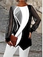 cheap Blouses-Women&#039;s Shirt Blouse Black White Graphic Lace Print Long Sleeve Casual Basic Round Neck Regular S