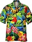 billiga Tropiska skjortor-Herr Skjorta Sommarskjorta Hawaii skjorta Grafisk Djur Hawaiisk Aloha Design Nedvikt Havsblått Blå Mörkgrön Orange Brun Tryck Utomhus Gata Kortärmad 3D Button-Down Kläder Mode Designer Ledigt