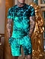 olcso férfi nyomtatott pólókészletek-Férfi Rövidnadrág és póló szett Póló ruhák Grafika 3D nyomtatás Terített nyak Ruházat 3D nyomtatás Szabadtéri Napi Rövid ujjú 3D nyomtatás 2 db 2db Dizájn Alkalmi Kényelmes