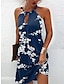 cheap Print Dresses-Women&#039;s Floral Paisley Print Halter Neck Mini Dress Daily Date Sleeveless Summer Spring