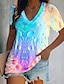 olcso Női pólók-Női Póló Grafika Pillangó Batikolt Nyomtatott Szabadság Hétvége Alap Neon és fényes Rövid ujjú V-alakú Sárga