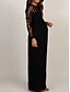 cheap Maternity Dresses-Women‘s Baby Shower Dress Casual Dress Lace Dress Sheath Dress Solid Color Maxi Long Sleeve Lace Patchwork Crew Neck Black White Pink Spring S M L XL XXL