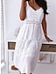 abordables robes unies-Femme robe blanche Plein Dos Nu A Bretelles Robe mi-longue basique du quotidien Sans Manches Eté Printemps
