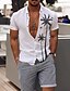abordables Plantas tropicales-Hombre Árbol de coco Plantas tropicales camisa hawaiana Manga Corta Camisa Cuello Vuelto Moda Cómodo Vacaciones Casual Diario Blanco Azul Caqui S M L
