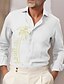 cheap Men&#039;s Casual Shirts-Men&#039;s Linen Shirt Summer Shirt Beach Shirt Turndown Summer Short Sleeve Black White Pink Palm Tree Casual Daily Clothing Apparel Print