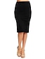 cheap Plain Skirts-Women&#039;s Pencil Midi Skirts Solid Colored Office / Career Cotton Business Black