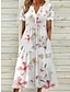 cheap Print Dresses-Women&#039;s Lace Dress Floral Lace Pleated V Neck Midi Dress Date Short Sleeve Summer Spring