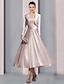 cheap Mother of Bride Dresses with Jacket-Two Piece A-Line Mother of the Bride Dress Formal Church Elegant Party Scoop Neck Tea Length Satin Lace Half Sleeve with Appliques Ruching 2024