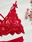 billige Sexet lingeri-kvinders sexet lingeri sexede kroppe kostumer 4 stykker blomst mode romantisk gennemsigtig julefest jul valentinsdag polyester stropper ærmeløse justerbare inklusive strømpebånd sommer forår