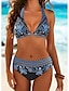 abordables Conjuntos de bikini-Mujer Normal Bañadores Bikini Bermudas Traje de baño 2 Piezas Estampado Flores Geométrico Ropa de playa Relleno Trajes de baño