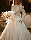 cheap Wedding Dresses-Engagement Sparkle &amp; Shine Formal Wedding Dresses Ball Gown Scoop Neck Long Sleeve Chapel Train Sequined Bridal Gowns With Solid Color 2024
