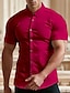 baratos camisa de botão masculina-Homens camisa de botão Camisa casual camisa de verão Preto Branco Vermelho Verde Azul Escuro Manga Curta Tecido Aberto para a Lateral Rua Férias Botão para baixo Roupa Moda Lazer