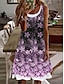 olcso Mintás ruhák-Női Ujjatlan ruha Virágos Nyomtatott U-alakú Mini ruha Napi Vakáció Ujjatlan Nyár Tavasz