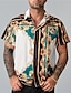 tanie Męskie koszule w dużych rozmiarach-Męskie Puszysta Koszula hawajska Duży i wysoki Kwiaty Wieczorne Nadruk Krótki rękaw Wiosna i lato Tropikalny Moda Hawajskie Na zewnątrz Ulica Najfatalniejszy