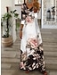 Χαμηλού Κόστους Print Φορέματα-Γυναικεία Καθημερινό φόρεμα Φλοράλ Στάμπα Λαιμόκοψη V Μακρύ φόρεμα Καθημερινό Καθημερινά Διακοπές 3/4 Μήκος Μανικιού Καλοκαίρι Άνοιξη