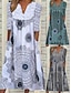 cheap Print Dresses-Women&#039;s Casual Dress Summer Dress Boho Dress Tribal Geometic Ruched Pocket V Neck Midi Dress Active Fashion Outdoor Daily Half Sleeve Loose Fit White Green Gray Spring Summer S M L XL XXL