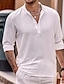 cheap Men&#039;s Casual Shirts-Men&#039;s Linen Shirt Collar Spring &amp; Summer Long Sleeve Black White Blue Plain Casual Daily Clothing Apparel