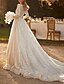 cheap Wedding Dresses-Engagement Sparkle &amp; Shine Formal Wedding Dresses Ball Gown Scoop Neck Long Sleeve Chapel Train Sequined Bridal Gowns With Solid Color 2024